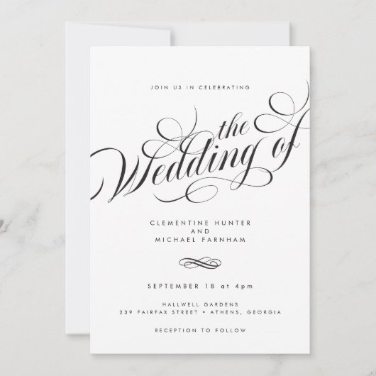 Slank Elegant Script Modern Bruiloft Kaart (Voorkant)