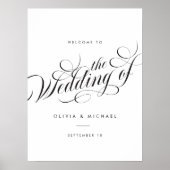 Slank Elegant Script Modern Trouwbord Poster (Voorkant)