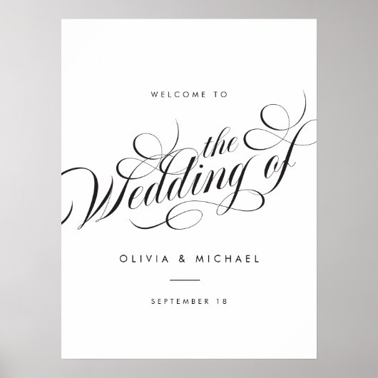 Slank Elegant Script Modern Trouwbord Poster (Voorkant)