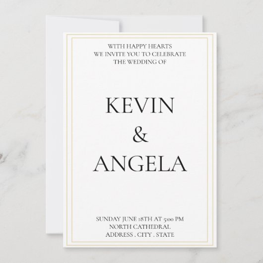 Slank en eenvoudig: moderne minimalistische bruilo kaart (Voorkant)