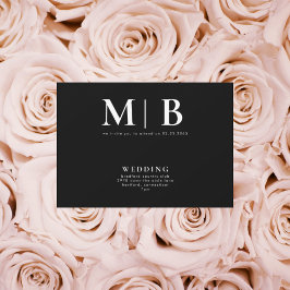 Slank en eenvoudig Monogram B/W geen Uitnodiging v