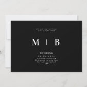Slank en eenvoudig Monogram B/W Parents II Uitnodi Kaart (Voorkant)