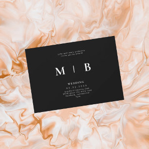 Slank en eenvoudig Monogram B/W Parents II Uitnodi Kaart