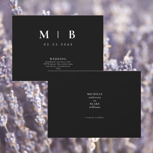 Slank en eenvoudig zwart monogram kaart