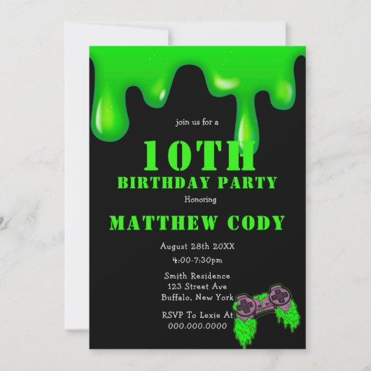 Slank- en games-jongen 10th Birthday Party nodigt (Voorkant)