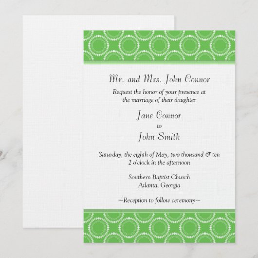 Slank en gepolijst bruiloft Invite, Kelly Green Kaart (Voorkant / Achterkant)