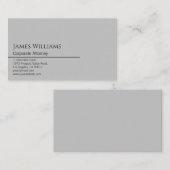 Slank en minimaal Classy Modern Black en Grey Visitekaartje (Voorkant / Achterkant)