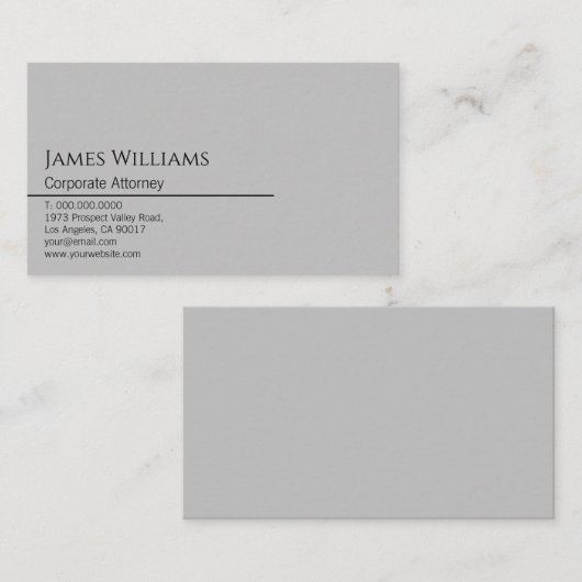 Slank en minimaal Classy Modern Black en Grey Visitekaartje (Voorkant / Achterkant)