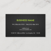 Slank en modern zwart en kalkgroen visitekaartje (Achterkant)