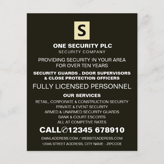 Slank en professioneel beveiligingspersoneel omker flyer (Voorkant)
