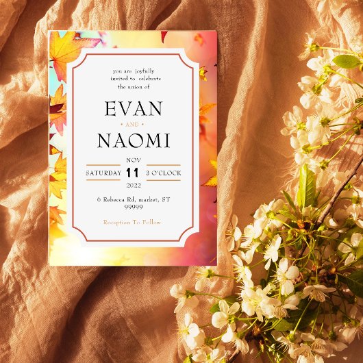 Slank en stijlvol herfst lekt rond het huwelijk kaart