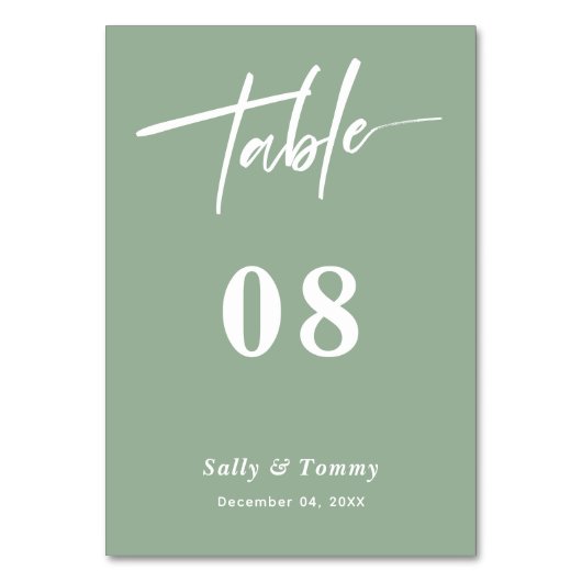 Slank en stijlvol: Sage Green Modern Wedding Kaart (Achterkant)