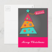 Slank felle kerstboomkunst moderne kunstboten feestdagenkaart (Voorkant / Achterkant)