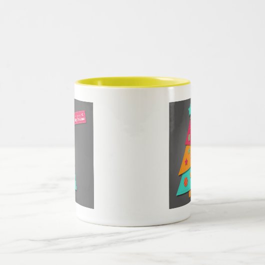 Slank felle kerstboomkunst moderne kunstboten tweekleurige koffiemok (Center)