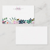 Slank Floral Blush Pink Peony Botanisch Monogram Notitiekaartje (Voorkant / Achterkant)