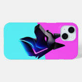 Slank futuristisch hondensilhouet - Neon Blue & Pi Case-Mate iPhone Case (Achterkant (horizontaal))