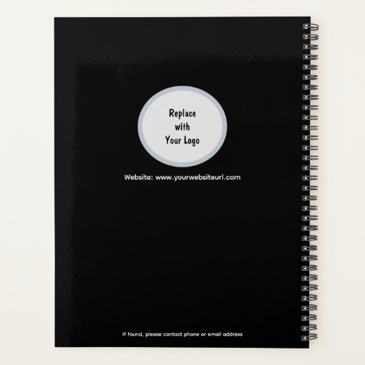 Slank gepersonaliseerd zwart afsprakenboek planner (Achterkant)