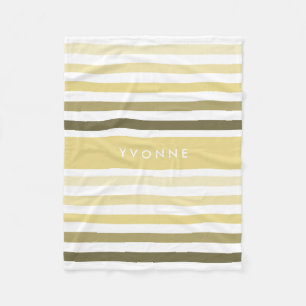 Slank gevarieerde strepen en naam in pasteelgeel fleece deken