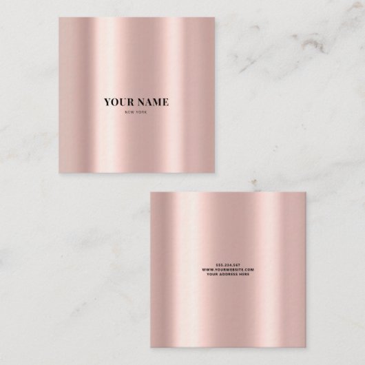 Slank glanzend Elegant roze Folie Minimale Vierkante Visitekaartje (Voorkant / Achterkant)