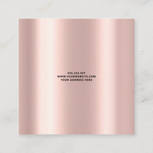 Slank glanzend Elegant roze Folie Minimale Vierkante Visitekaartje (Achterkant)