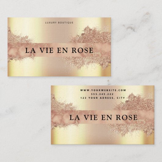 Slank Gold Bronze Mobiele Spuitbus Visitekaartje (Voorkant / Achterkant)