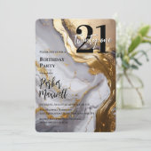 Slank Gold | White Marble Modern 21 verjaardagsfee Kaart (Staand voorkant)
