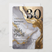 Slank Gold | White Marble Modern 30 verjaardagsfee Kaart (Voorkant)