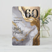 Slank Gold | White Marble Modern 60 verjaardagsfee Kaart (Staand voorkant)