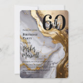 Slank Gold | White Marble Modern 60 verjaardagsfee Kaart (Voorkant)