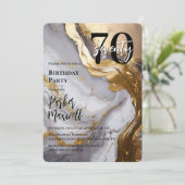 Slank Gold | White Marble Modern 70 verjaardagsfee Kaart (Staand voorkant)