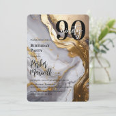Slank Gold | White Marble Modern 90 verjaardagsfee Kaart (Staand voorkant)