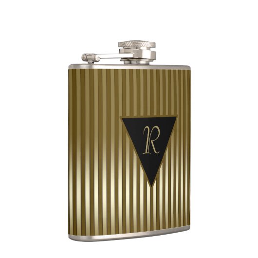 Slank gouden strepen monogrammen heupfles (Rechts)