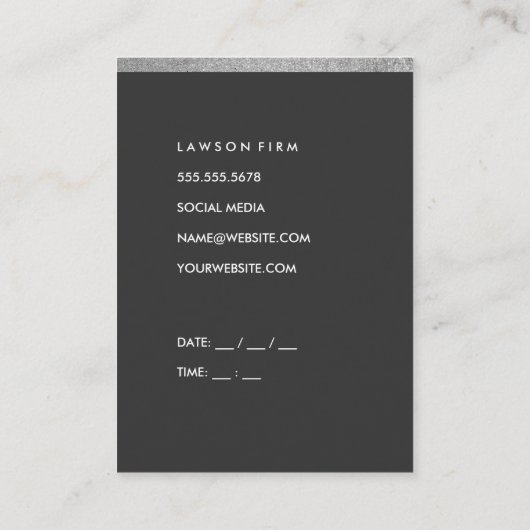 Slank grijs (afspraak) / Zilver Glitter Trim Afsprakenkaartje (Achterkant)