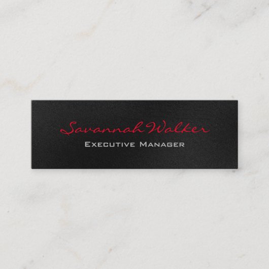 Slank grijs rood script professioneel modern trend mini visitekaartje (Voorkant)