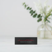 Slank grijs rood script professioneel modern trend mini visitekaartje (Staand voorkant)