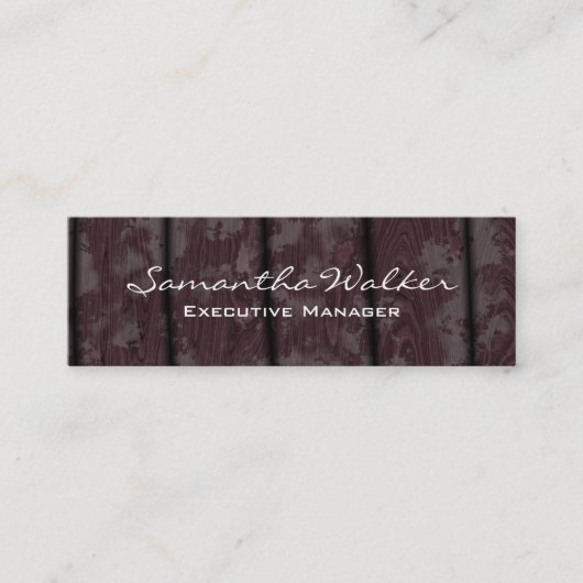 Slank handschrift Modern trendy bruin hout Mini Visitekaartje (Voorkant)