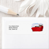 Slank in helder rood mandje op maat etiket (Insitu)