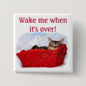 Slank in helder rood mandje op maat vierkante button 5,1 cm (Voorkant)