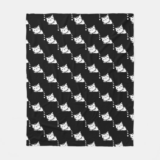 Slank Kat Cute Pattern Blanket Fleece Deken (Voorkant)