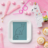 Slank kat schetsen papieren bordje (Feest)