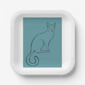 Slank kat schetsen papieren bordje (Voorkant)