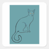 Slank kat schetsen vierkante sticker (Voorkant)