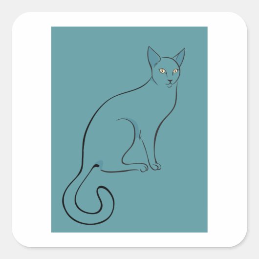 Slank kat schetsen vierkante sticker (Voorkant)