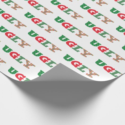 Slank kerstcadeaupapier, zgn. sweater cadeaupapier (Hoek)