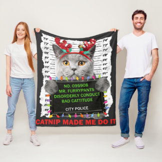 Slank kerstfeest voor katten van mam Kat Papa Cat  Fleece Deken