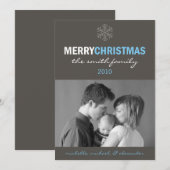 Slank kerstkaartje (Snowflake Blue / Grey) Feestdagenkaart (Voorkant / Achterkant)