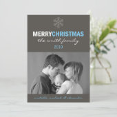 Slank kerstkaartje (Snowflake Blue / Grey) Feestdagenkaart (Staand voorkant)