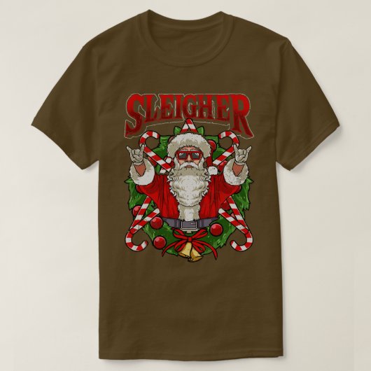 Slank kerstkerstkerstman, zeer metaal t-shirt (Design voorkant)