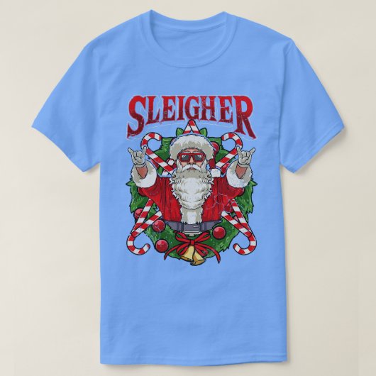 Slank kerstkerstkerstman, zeer metaal t-shirt (Design voorkant)
