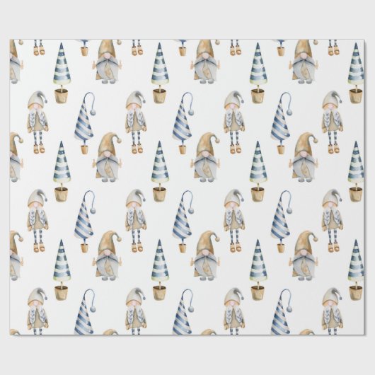 Slank kerstontwerp en stijlvol design met bomen cadeaupapier (Vlak)